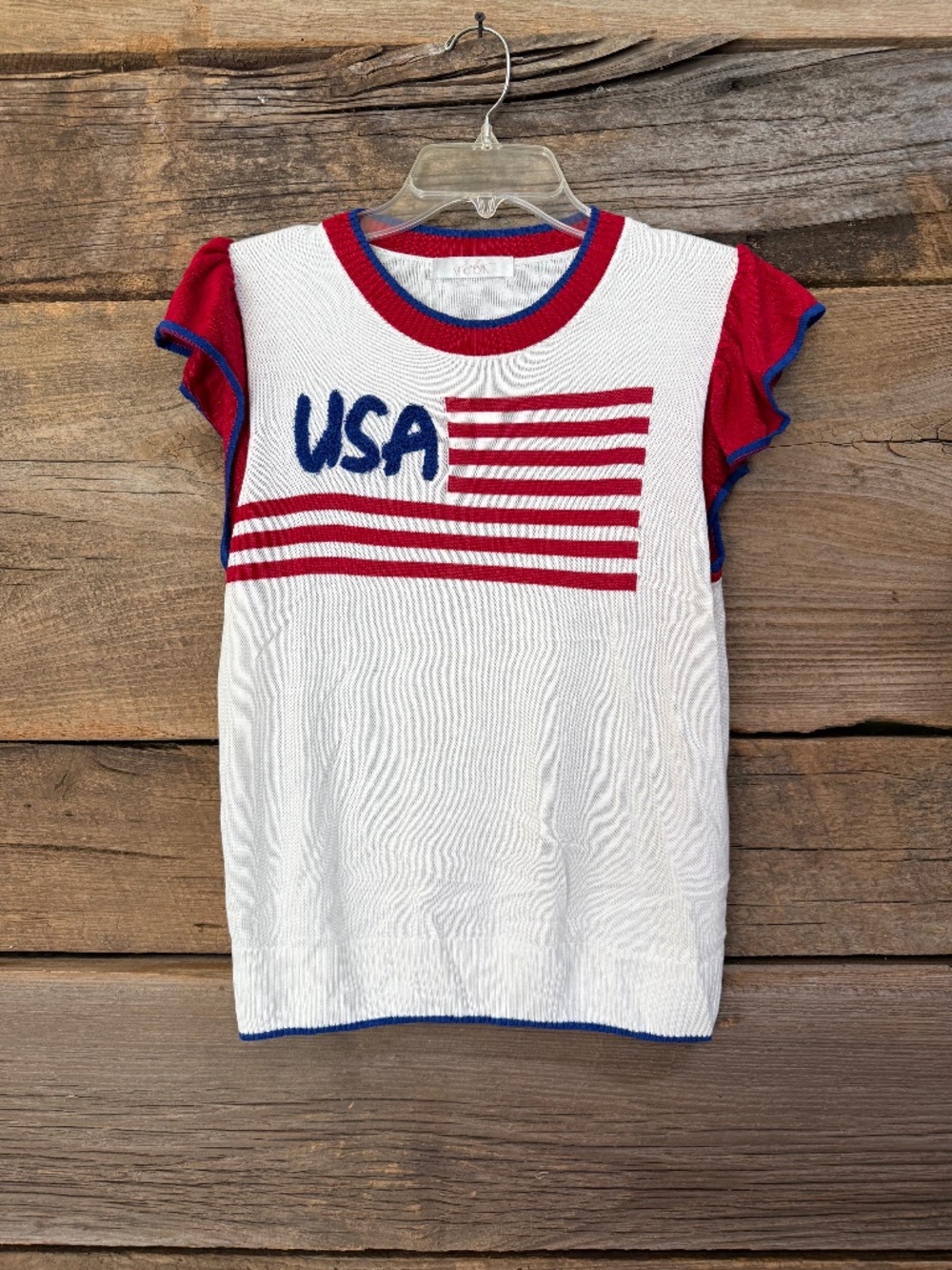 NWT. Endless Moon USA flutter sleeve lightweight sweater, Size Large